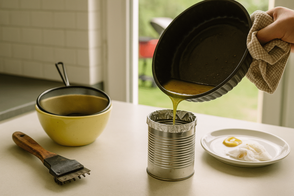 Vetresten en vetafval van de barbecue