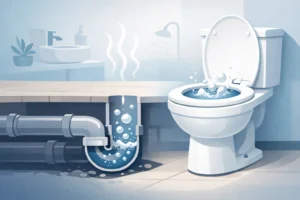 Waarom borrelt de afvoer bij doorspoelen van de wc?