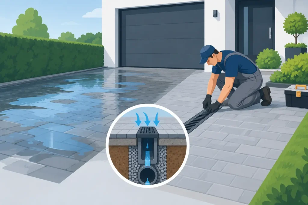 Slechte afwatering oprit herstellen zonder wateroverlast